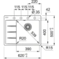 Zlewozmywak wbudowany Franke Centro CNG 611-62 TL Fragranite Onyx, ociekacz z lewej strony -schemat instalacji- Ekspert-AGD.com