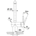 Bateria kuchenna Franke Atlas Neo M ze stałą wylewką Miedziany 115.0628.204 Bateria kuchenna Franke Atlas Neo M ze stałą wylewką Miedziany -rysunek techniczny 2- Ekspert-AGD.com