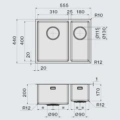 Zlewozmywak Falmec Como 3118 Inox dwukomorowy 31+18, wpuszczany w blat/nakładany/podwieszany -Projekt techniczny- Ekspert-AGD.com
