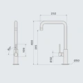Bateria zlewozmywakowa Falmec Pure Steel Square Inox -Projekt techniczny- Ekspert-AGD.com