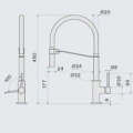 Bateria kuchenna Falmec Trevi Pro PVD Rame Bateria zlewozmywakowa Falmec Trevi Pro PVD Rame -Projekt techniczny- Ekspert-AGD.com