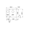 Zlewozmywak do podbudowy Franke Maris MRG 160-34-15SBL Fragranite Czarny mat/Czarny odpływ, mała komora z lewej -schemat instalacji- Ekspert-AGD.com 2