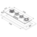 Płyta gazowa do zabudowy Franke Mythos Steel Pro FHCR 1204 3G TC HE XA C Stal szlachetna -schemat instalacji- Ekspert-AGD.com 2