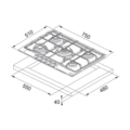 Płyta gazowa do zabudowy Franke Trendline FHTL 755 4G TC ON C Onyx -schemat instalacji- Ekspert-AGD.com 2