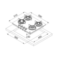 Płyta gazowa do zabudowy Franke Mythos Steel Pro FHCR 604 4G HE XA C Stal szlachetna -schemat instalacji- Ekspert-AGD.com 2