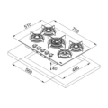 Płyta gazowa do zabudowy Franke Mythos Steel Pro FHCR 755 4G TC HE XA C Stal szlachetna -schemat instalacji- Ekspert-AGD.com 2