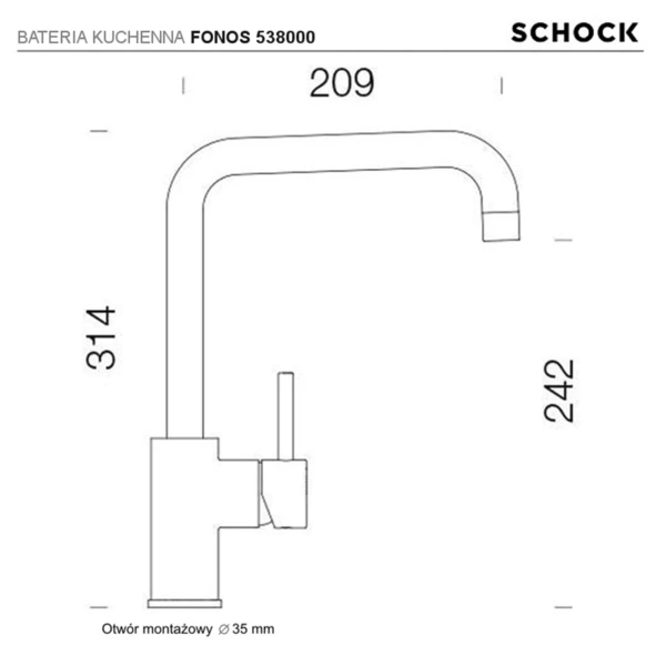 Bateria kuchenna SCHOCK FONOS 538.000 Onyx ze stałą wylewką 2 Bateria kuchenna SCHOCK FONOS 538.000 Onyx ze stałą wylewką - Ekspert-AGD.com 2