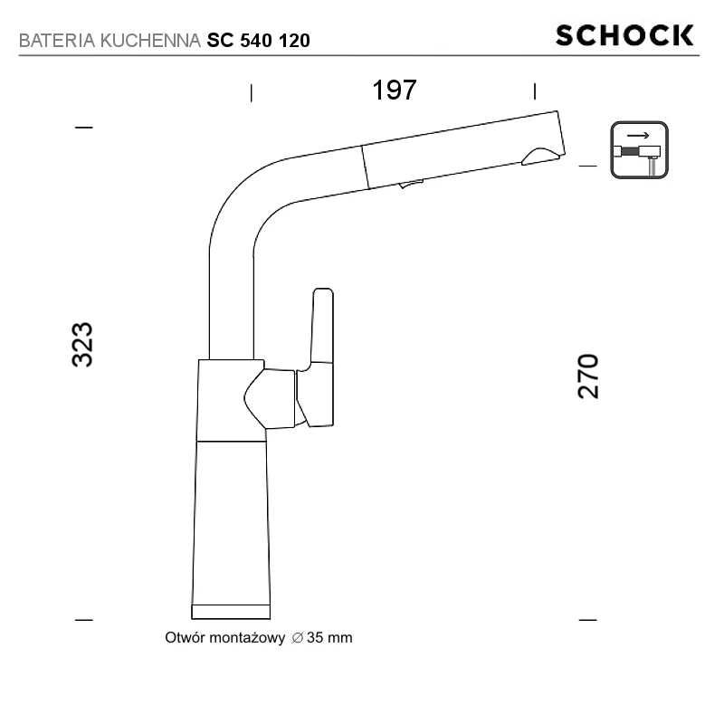Bateria kuchenna SCHOCK SC540.120 Magma wyciągana wylewka z funkcją prysznica - Ekspert-AGD.com 5