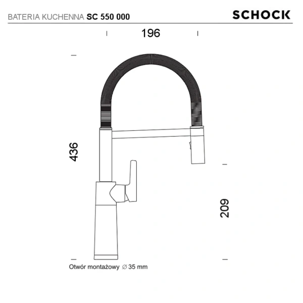 Bateria kuchenna SCHOCK SC550.000 Magma ruchoma wylewka z funkcją prysznica - Ekspert-AGD.com 2