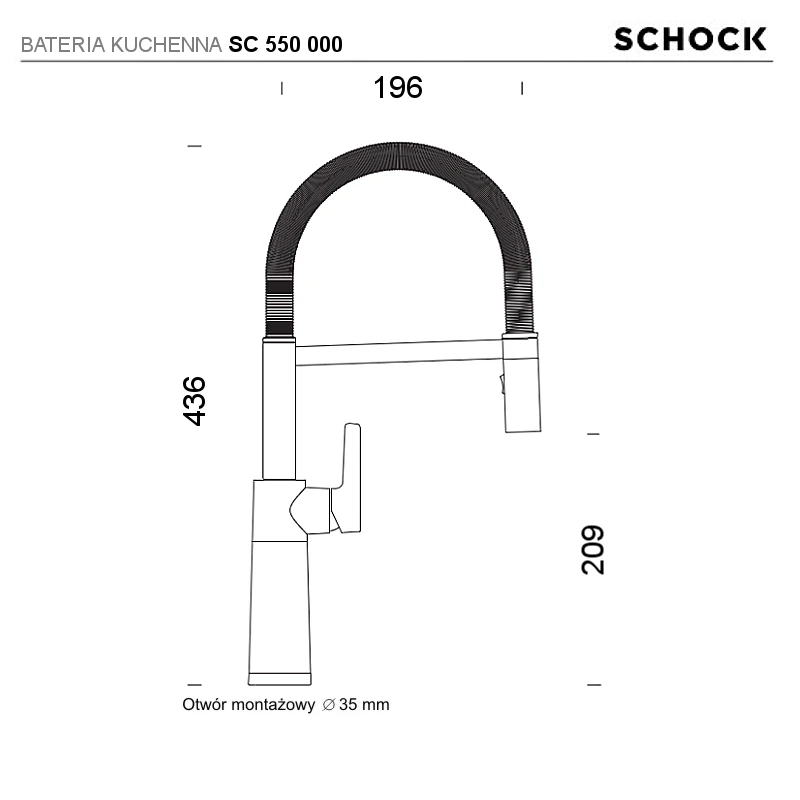 Bateria kuchenna SCHOCK SC550.000 Magma ruchoma wylewka z funkcją prysznica - Ekspert-AGD.com 5