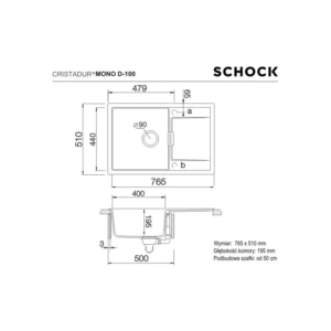 Zlewozmywak SCHOCK MONO D-100 Silverstone CRISTADUR - Ekspert-AGD.com
