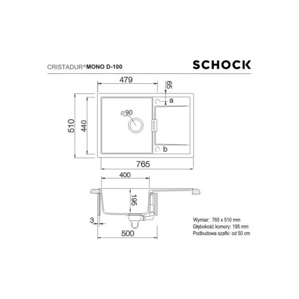 Zlewozmywak SCHOCK MONO D-100 Silverstone CRISTADUR 2 Zlewozmywak SCHOCK MONO D-100 Silverstone CRISTADUR - Ekspert-AGD.com 2