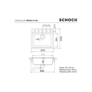 Zlewozmywak SCHOCK MONO N-100 Polaris CRISTADUR - Ekspert-AGD.com
