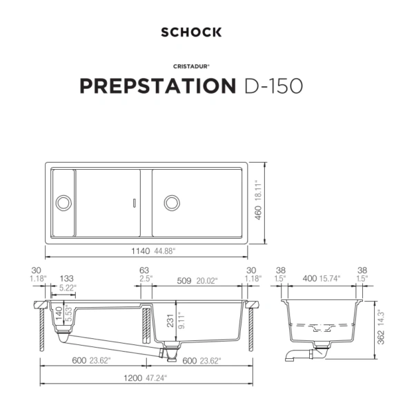 Zlewozmywak SCHOCK PREPSTATION D-150 U – podwieszany Twilight CRISTADUR 2 Zlewozmywak SCHOCK PREPSTATION D-150 U – podwieszany Twilight CRISTADUR - Ekspert-AGD.com 2