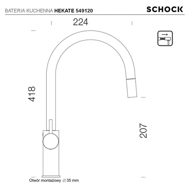 Bateria kuchenna SCHOCK HEKATE 549.120 S Czarny wyciągana wylewka z funkcją prysznica - Ekspert-AGD.com 5