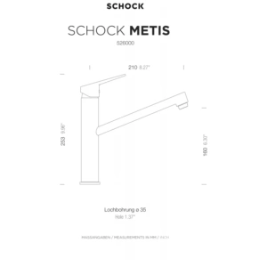 Bateria kuchenna SCHOCK METIS 526.000 Chrom (CHR) ze stałą wylewką - Ekspert-AGD.com