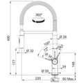 Bateria kuchenna Franke Fox Semi-Pro ruchoma wylewka z funkcją prysznica Chrom 115.0486.993 - obrazek 2