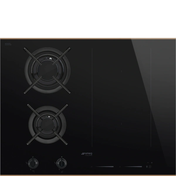 Płyta gazowo-indukcyjna do zabudowy SMEG PM6643R 65 cm Czarne szkło + miedź
