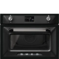 Kompaktowy piekarnik z mikrofalą do zabudowy SMEG SO4902M1N Micro combi Czarny