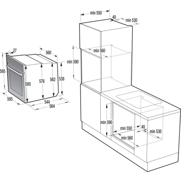 Piekarnik parowy do zabudowy Gorenje BSA6747DGWI Czarny - Schemat instalacji