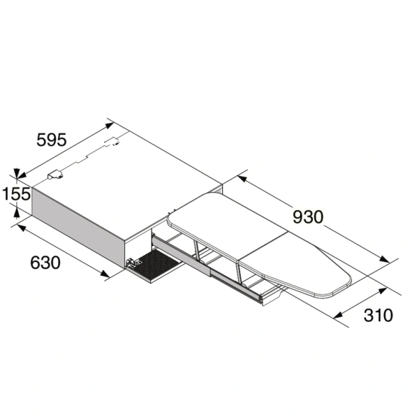 Łącznik Wysuwana deska do prasowania ASKO HI150T 15 cm Szary metaliczny - Rysunek techniczny