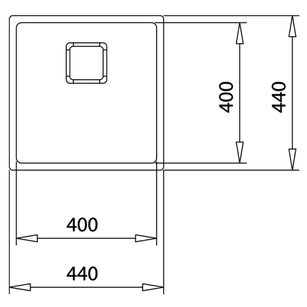 Zlewozmywak Teka FLEXLINEA RS15 40.40 M-XT PURECLEAN Stal szlachetna 115000053 8 Zlewozmywak Teka FLEXLINEA RS15 40.40 M-XT PURECLEAN Stal szlachetna - Rysunek techniczny