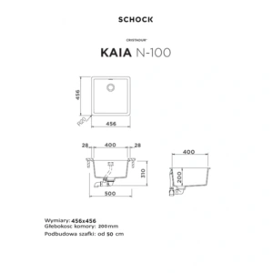 Zlewozmywak SCHOCK KAIA N-100 Stone CRISTADUR® - Schemat instalacji