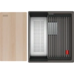 Zlewozmywak Franke Kanon KNG PRO 110-37 Łupkowy szary Fragranite 125.0749.649 Zlewozmywak Franke Kanon KNG PRO 110-37 Łupkowy szary Fragranite wraz z dodatkami w komplecie: wkładka ociekowa + rollmata + drewniana deska kuchenna
