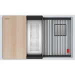 Zlewozmywak Franke Kanon KNG PRO 160-46-21 Biały polarny Fragranite 125.0749.675 Zlewozmywak Franke Kanon KNG PRO 160-46-21 Biały polarny Fragranite wraz z dodatkami w komplecie: wkładka ociekowa + rollmata + drewniana deska kuchenna