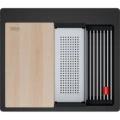 Zlewozmywak Franke Kanon KNG PRO 610-53 FTL Czarny mat/Czarny odpływ Fragranite wraz z dodatkami w komplecie: wkładka ociekowa + rollmata + drewniana deska kuchenna