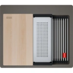 Zlewozmywak Franke Kanon KNG PRO 610-53 FTL Łupkowy szary/Czarny odpływ Fragranite wraz z dodatkami w komplecie: wkładka ociekowa + rollmata + drewniana deska kuchenna
