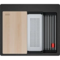 Zlewozmywak Franke Kanon KNG PRO 610-53 FTL Onyx Fragranite wraz z dodatkami w komplecie: wkładka ociekowa + rollmata + drewniana deska kuchenna