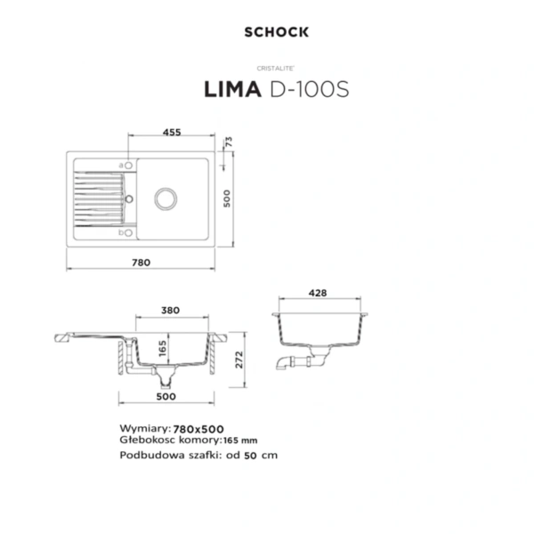 Zlewozmywak SCHOCK LIMA D-100S Asphalt CRISTALITE - Ekspert-AGD.com 2