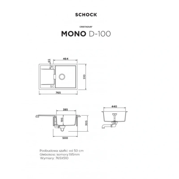 Zlewozmywak SCHOCK MONO D-100 Berry CRISTADUR - Ekspert-AGD.com 2