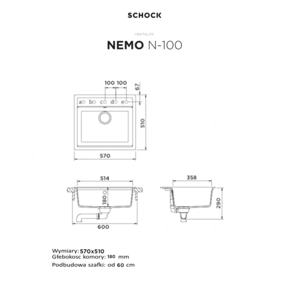 Zlewozmywak SCHOCK NEMO N-100 Vanilla CRISTALITE 2 Zlewozmywak SCHOCK NEMO N-100 Vanilla CRISTALITE - Ekspert-AGD.com 2