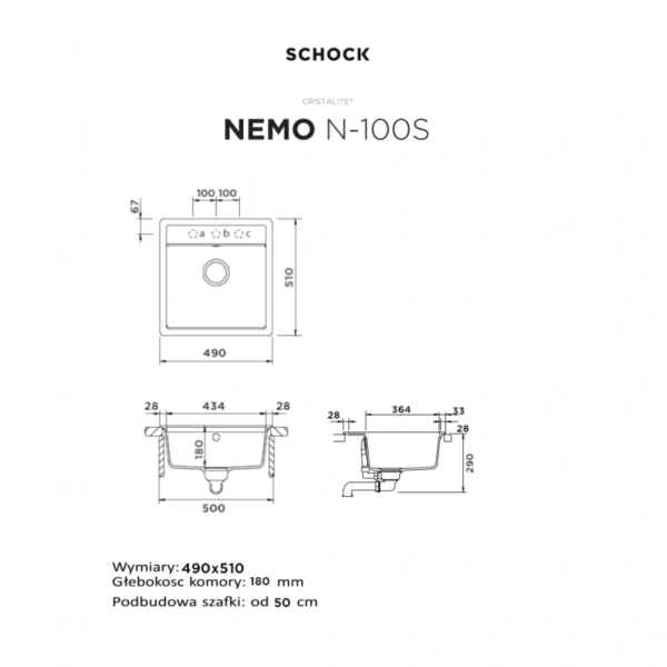 Zlewozmywak SCHOCK NEMO N-100S Vanilla CRISTALITE 2 Zlewozmywak SCHOCK NEMO N-100S Vanilla CRISTALITE - Ekspert-AGD.com 2