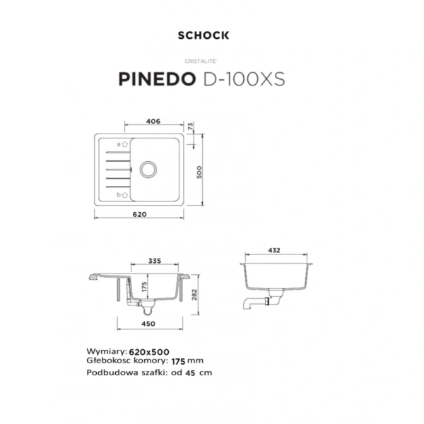 Zlewozmywak SCHOCK PINEDO D-100XS Croma CRISTALITE - Ekspert-AGD.com 2