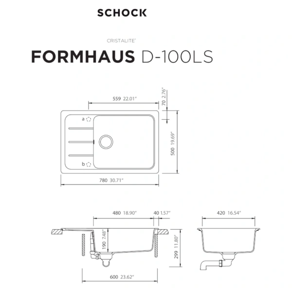 Zlewozmywak SCHOCK FORMHAUS D-100LS Asphalt CRISTALITE - Ekspert-AGD.com 2