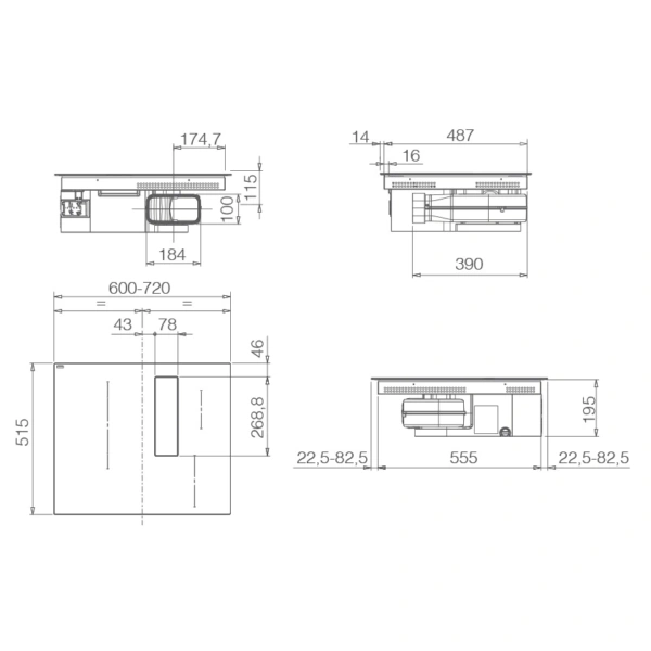 Płyta indukcyjna z okapem Elica NIKOLATESLA FIT 3Z SL BL/A/72 (wyciąg) Czarne szkło PRF0211839 - Ekspert-AGD.com 5