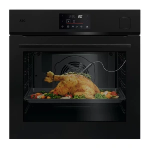 Piekarnik parowy do zabudowy AEG NBH6X53KSE SenseCook SteamCrisp Czarny matowy 6000